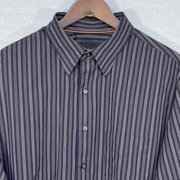 Joseph Jos A. Bank Button Down Shirt Men Size XL Blue‎ Stripe Cotton Pocket - Picture 4 of 12